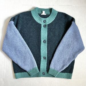 Tribal Jeans Color Block Button-up Cardigan Sweater Women’s Size S Blue & Teal